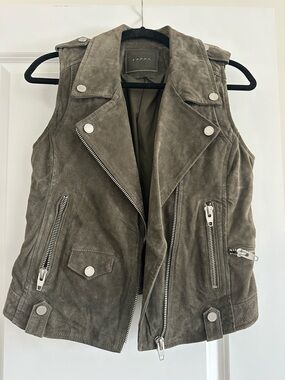 Blank NYC Suede Moto Vest - Olive green
